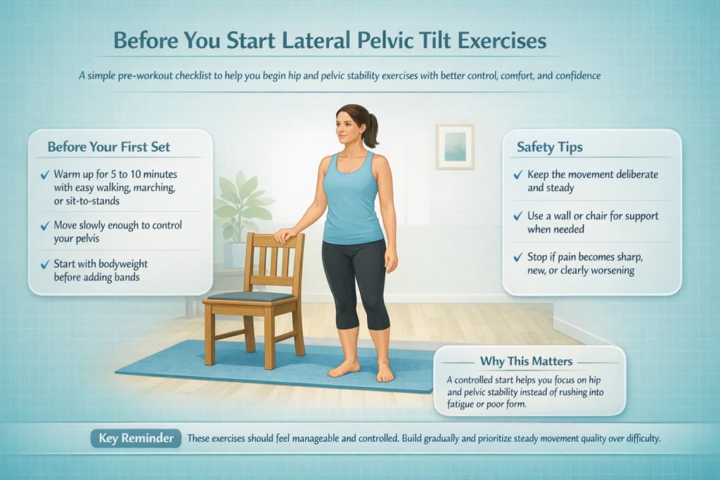 Before you start lateral pelvic tilt exercises