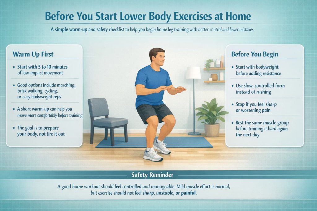 Before you start lower body exercises at home