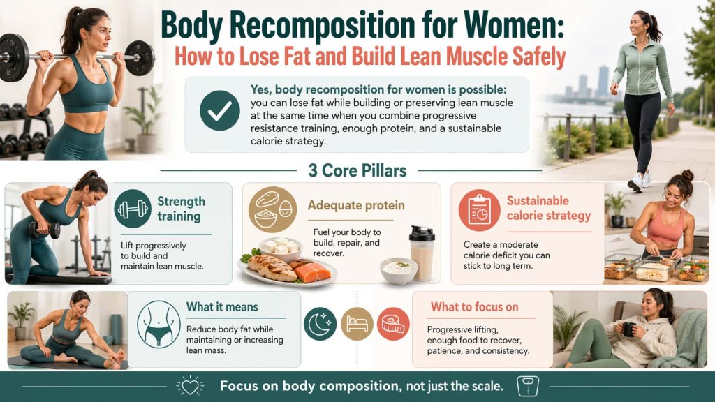 Body Recomposition for Women: Lose Fat and Build Muscle