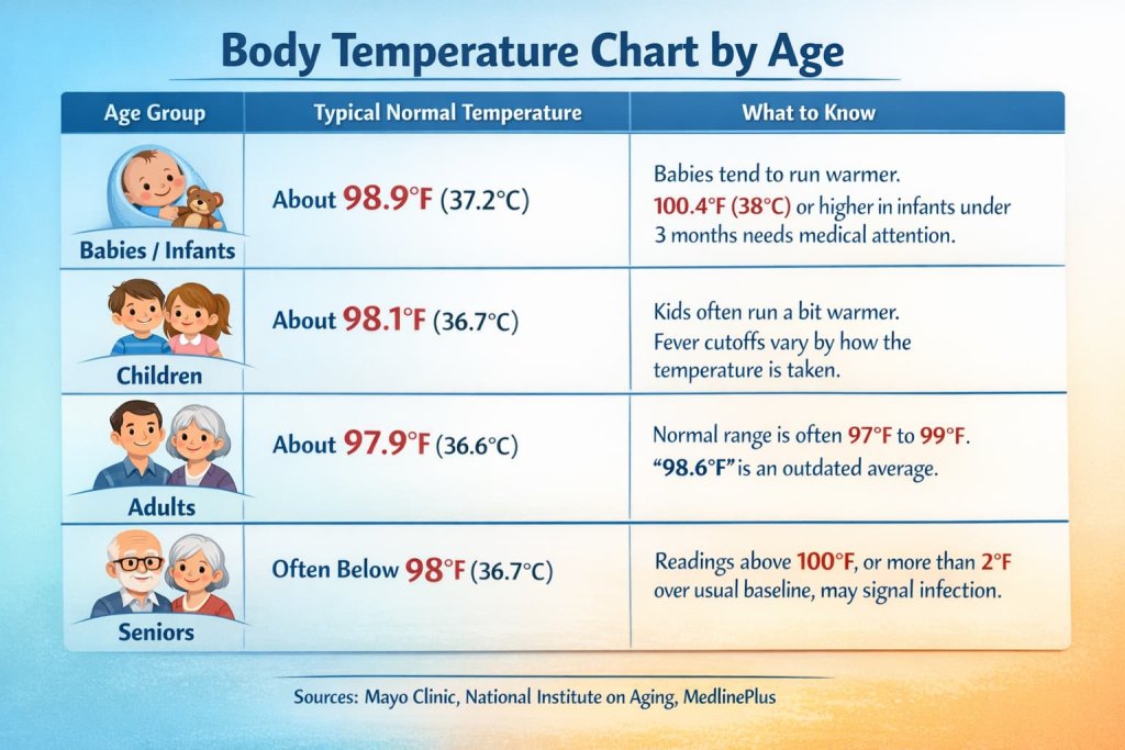 Body Temperature Chart by Age
