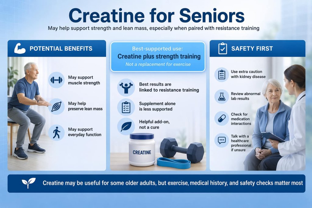 Creatine for Seniors: Benefits, Safety, Dosage, & What to Know