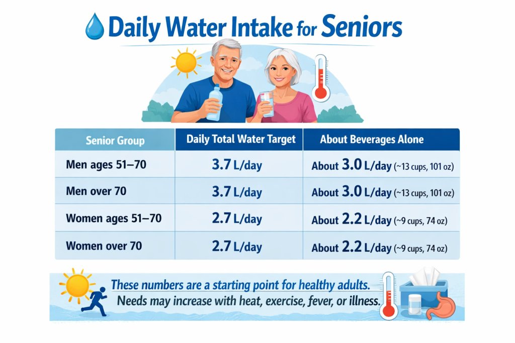 Daily water intake chart for seniors