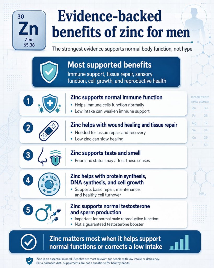 Evidence-backed benefits of zinc for men
