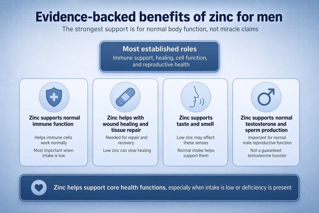 Evidence-backed benefits of zinc for men
