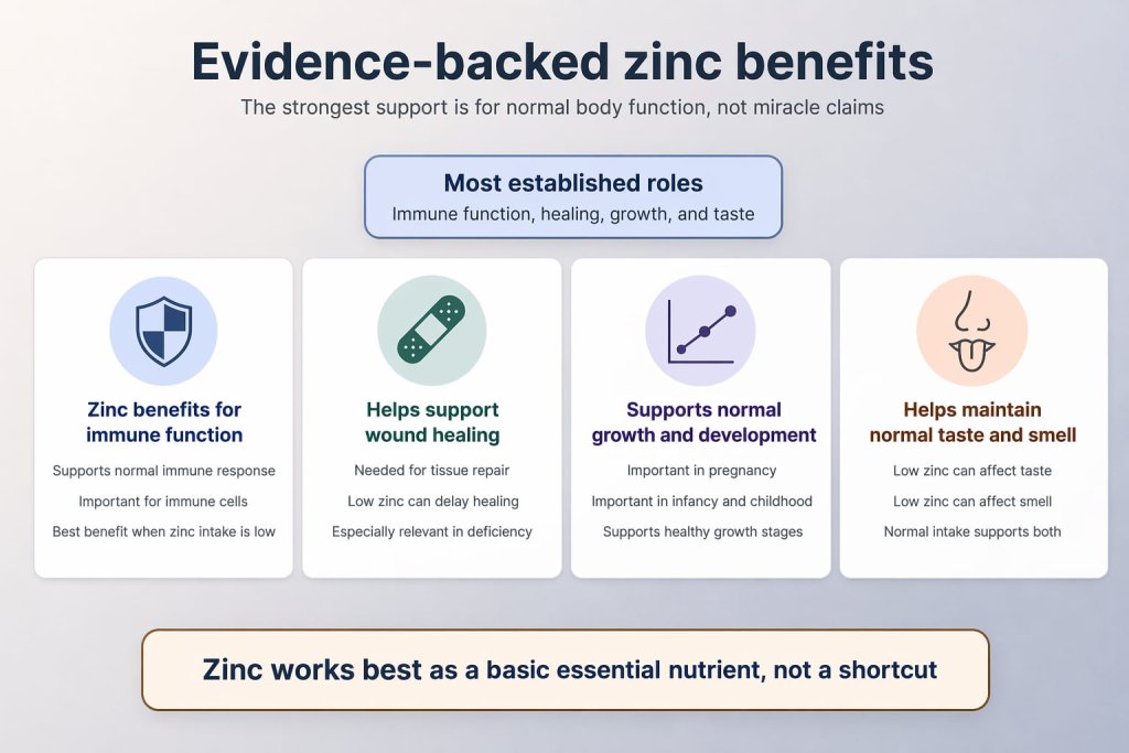 Evidence-backed zinc benefits