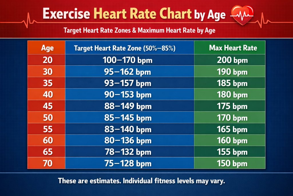 Exercise Heart Rate Chart by Age