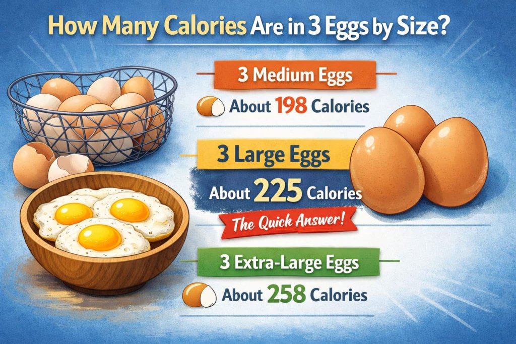 How Many Calories Are in 3 Eggs by Size?