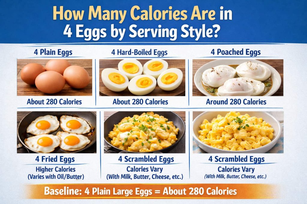 How Many Calories Are in 4 Eggs by Serving Style?