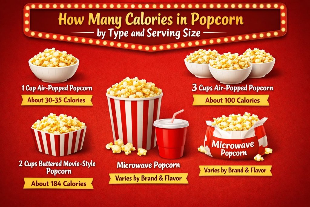 How Many Calories in Popcorn by Type and Serving Size