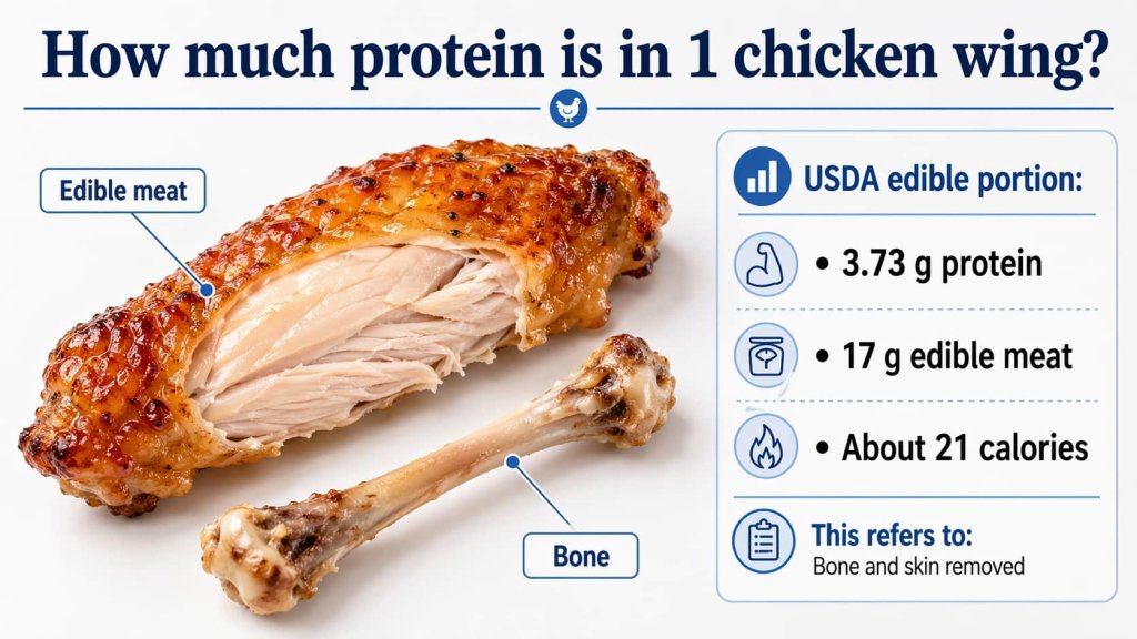 How much protein is in 1 chicken wing?