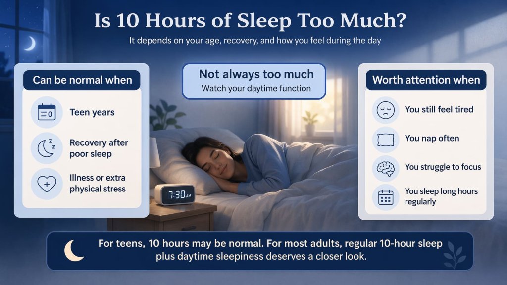 Is 10 Hours of Sleep Too Much? By Age and Warning Signs