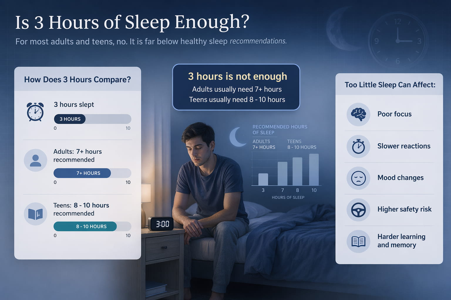 Is 3 Hours of Sleep Enough? Risks, Effects, and What to Do Next