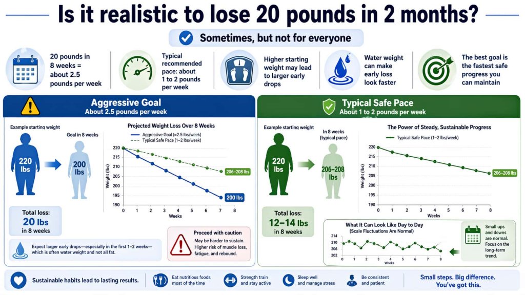 Is it realistic to lose 20 pounds in 2 months?