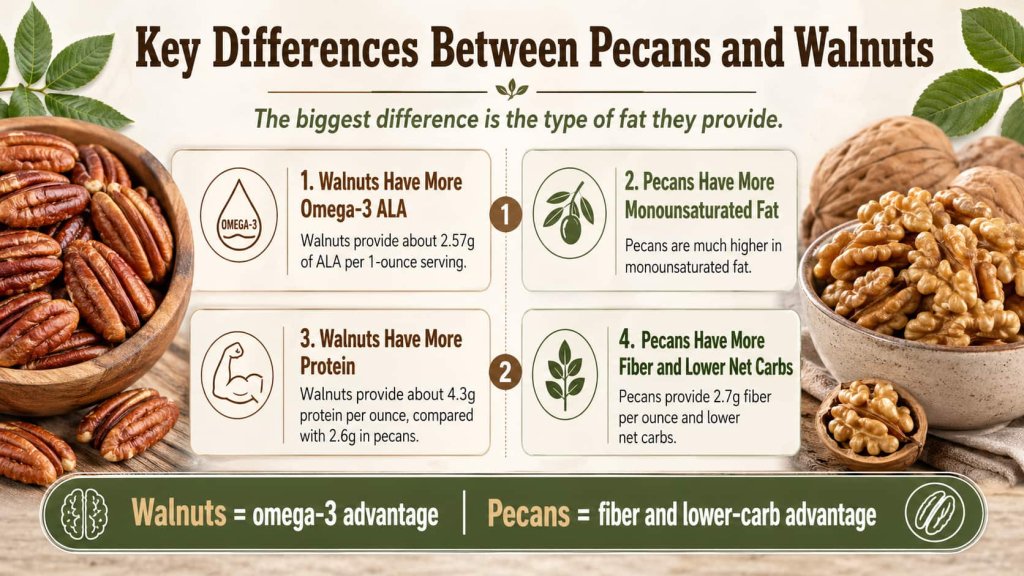 Key Differences Between Pecans and Walnuts