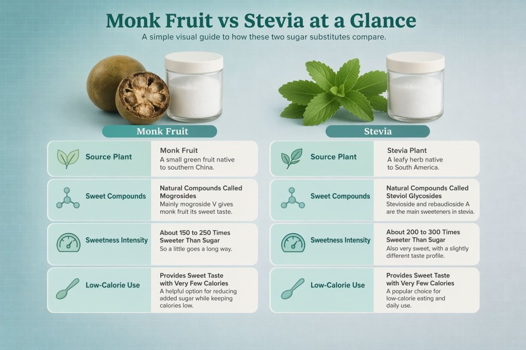 Monk Fruit vs Stevia at a Glance
