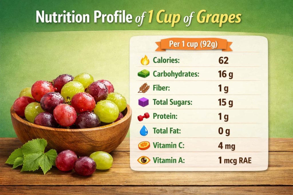 Nutrition Profile of 1 Cup of Grapes