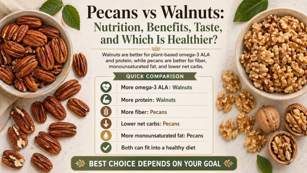 Pecans vs Walnuts: Nutrition, Benefits, Taste, and Best Choice