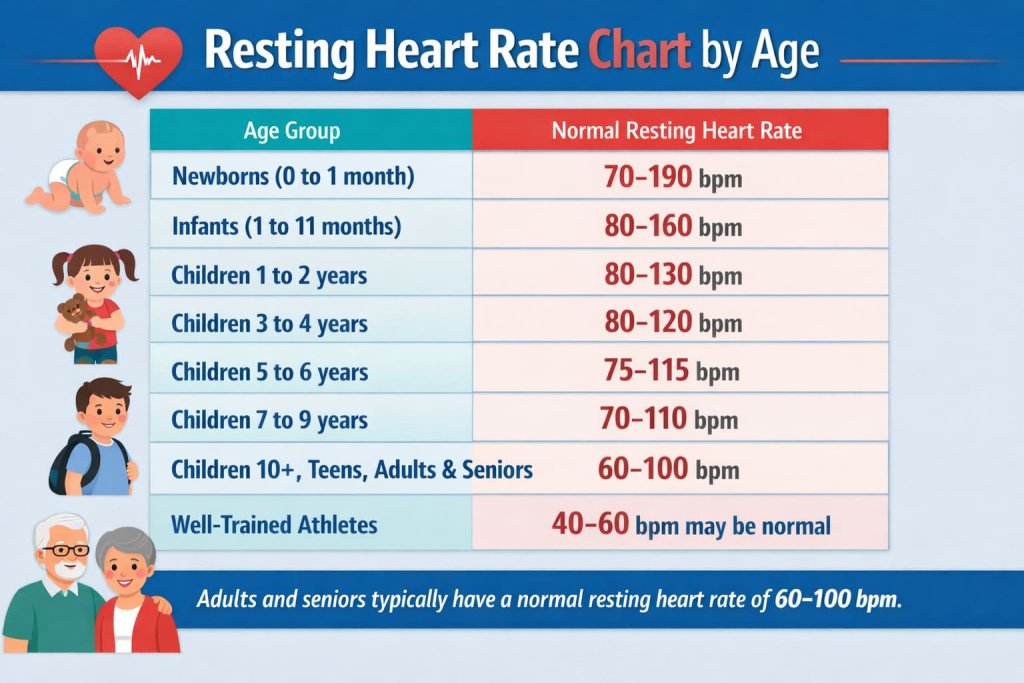 Resting heart rate chart by age