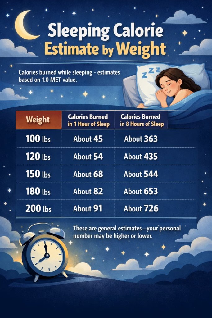 How many calories do you burn sleeping per hour?
