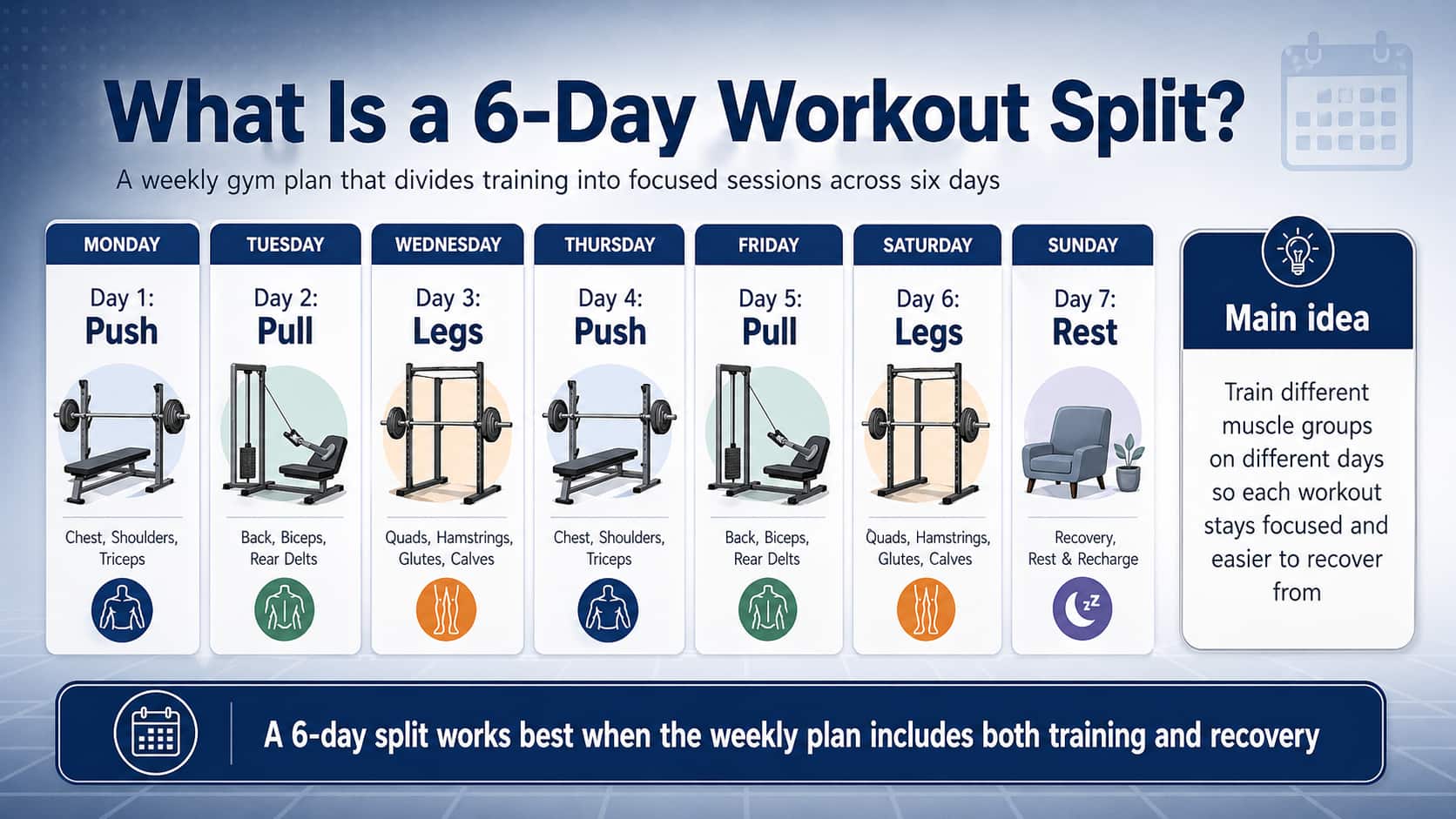 6-Day Gym Workout Split for Strength, Size, and Recovery