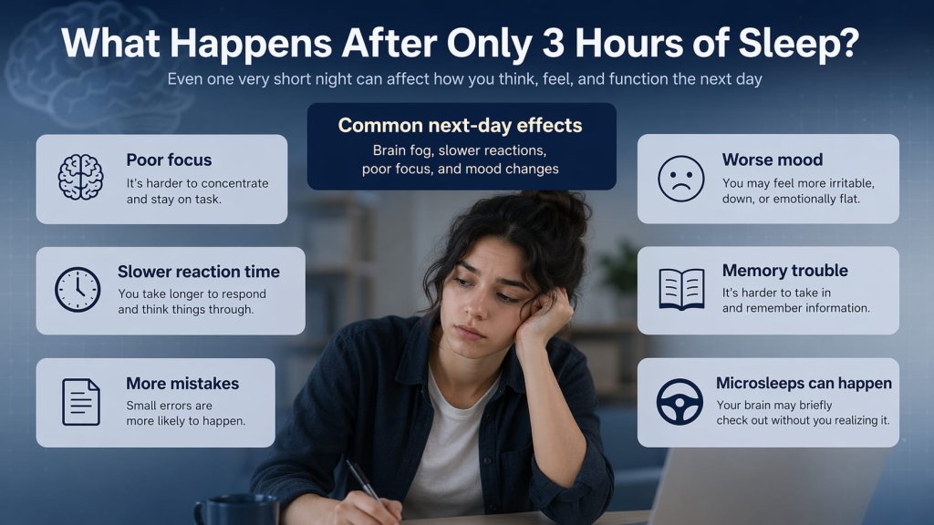 What happens after only 3 hours of sleep?