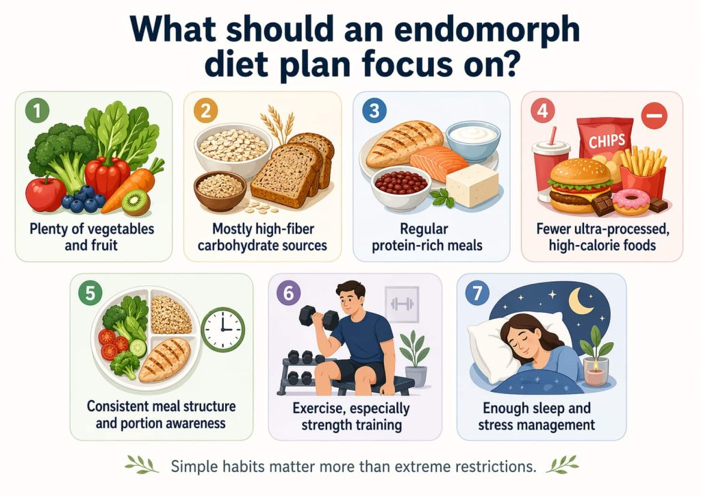 What should an endomorph diet plan focus on?
