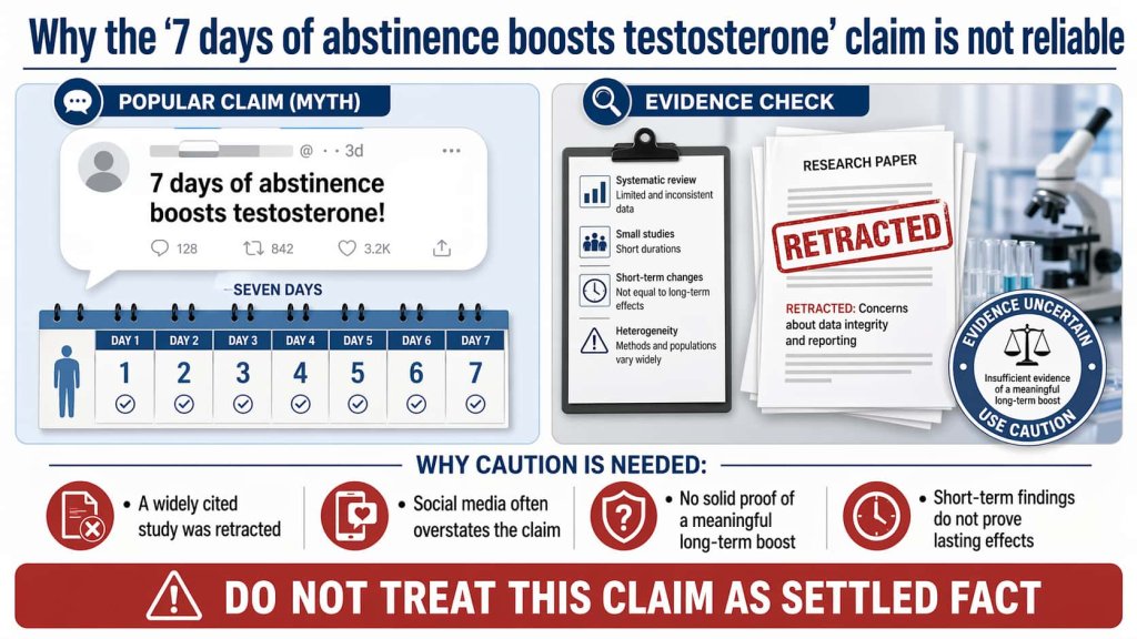Why the “7 days of abstinence boosts testosterone” claim is not reliable