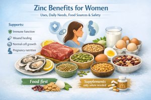 Zinc Benefits for Women: Uses, Daily Needs, Sources & Safety
