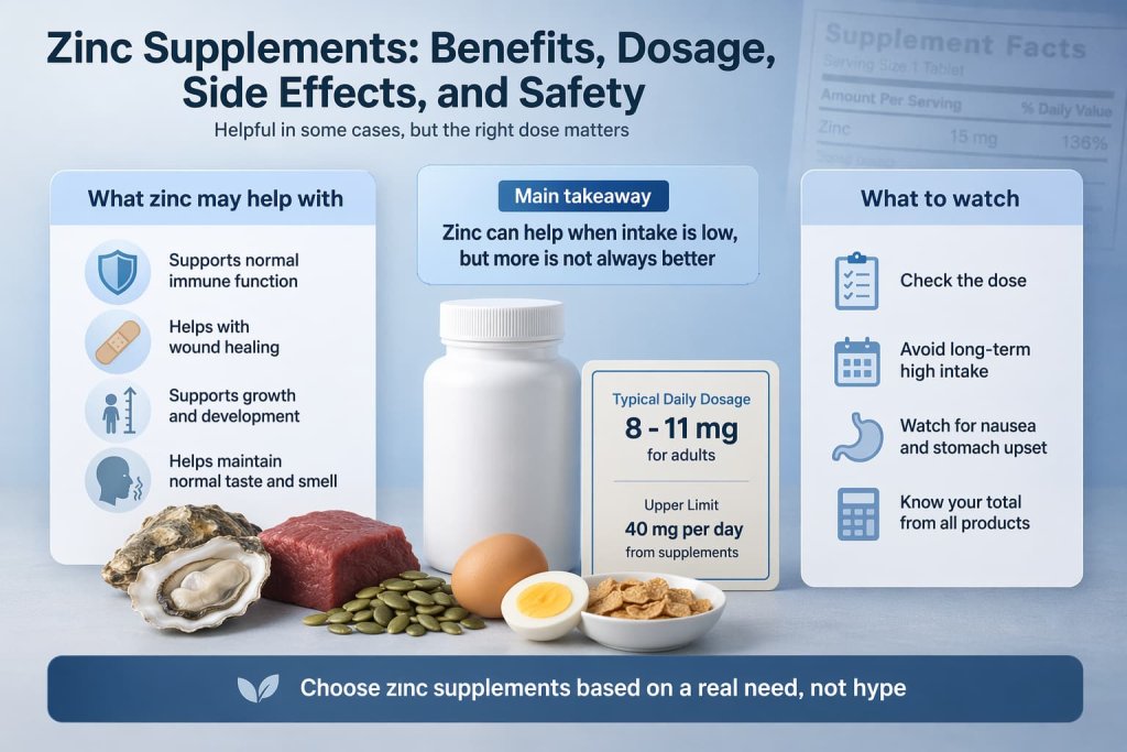 Zinc Supplements: Benefits, Dosage, Safety, and Side Effects