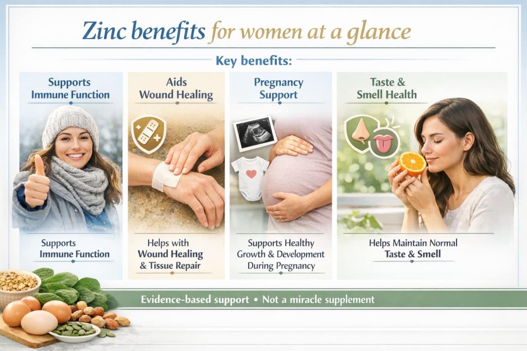Zinc benefits for women at a glance