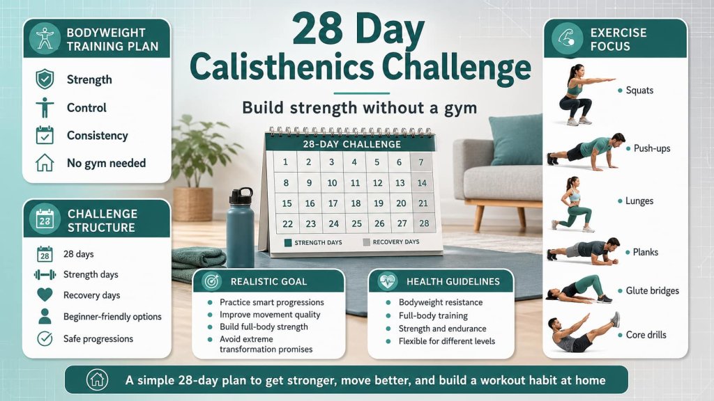 28 Day Calisthenics Challenge to Build Strength Without a Gym