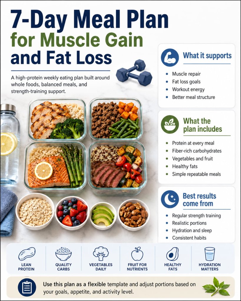 7-Day Meal Plan for Muscle Gain and Fat Loss