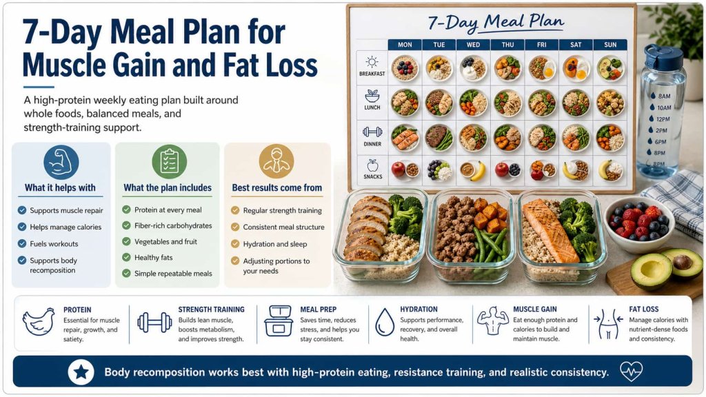 7-Day Meal Plan for Muscle Gain and Fat Loss