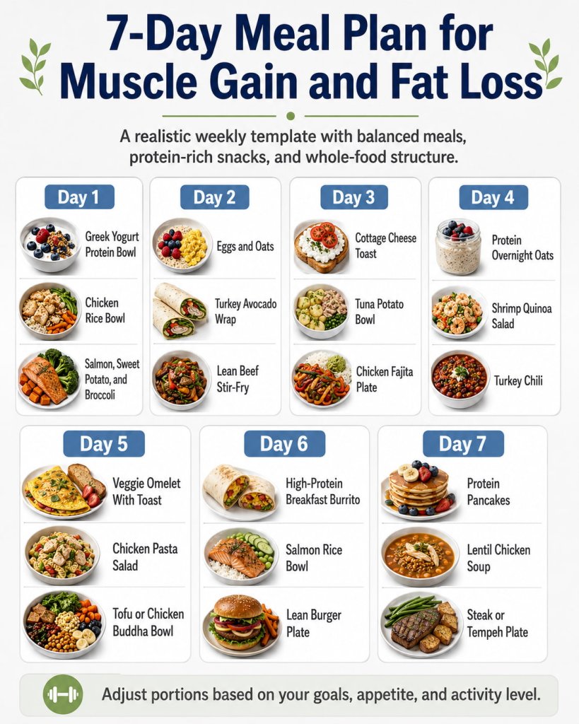 7-Day Meal Plan for Muscle Gain and Fat Loss