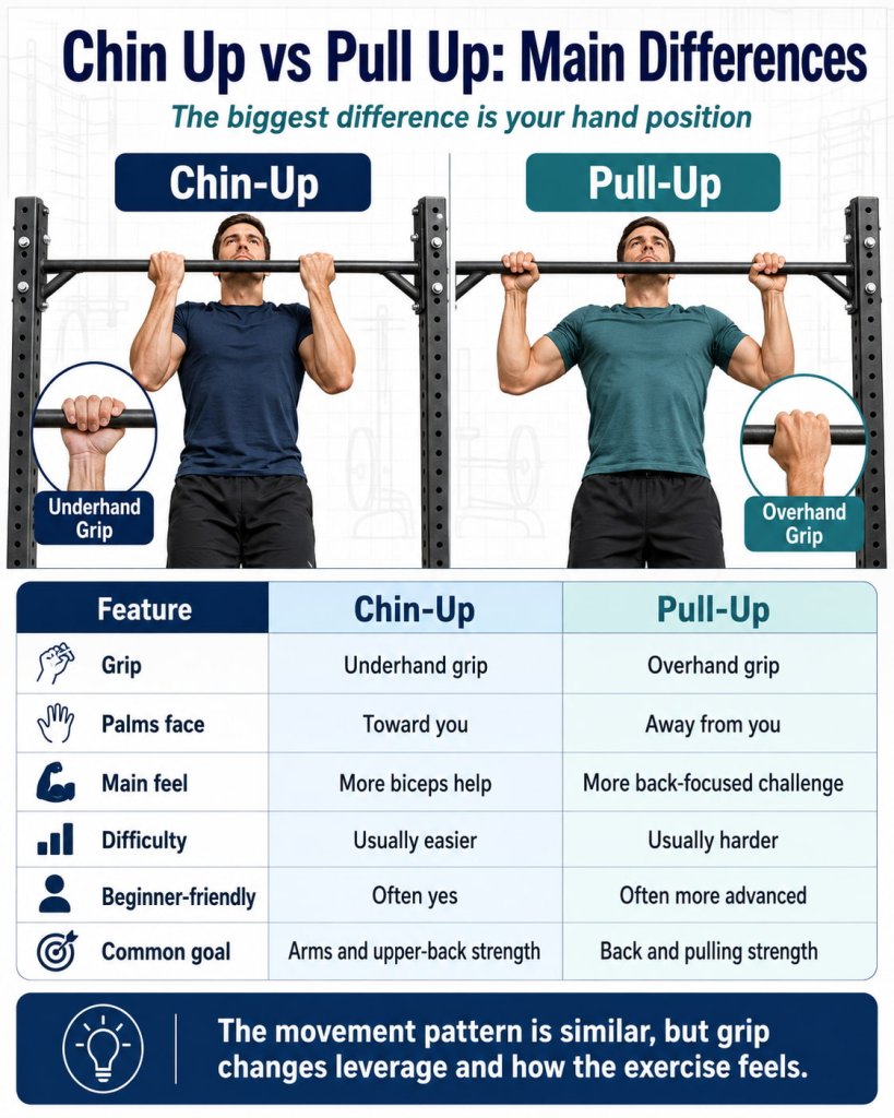 Chin Up vs Pull Up: Main Differences