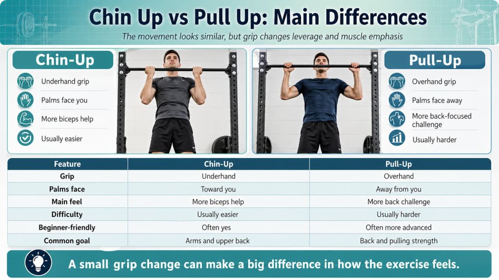 Chin Up vs Pull Up: Main Differences