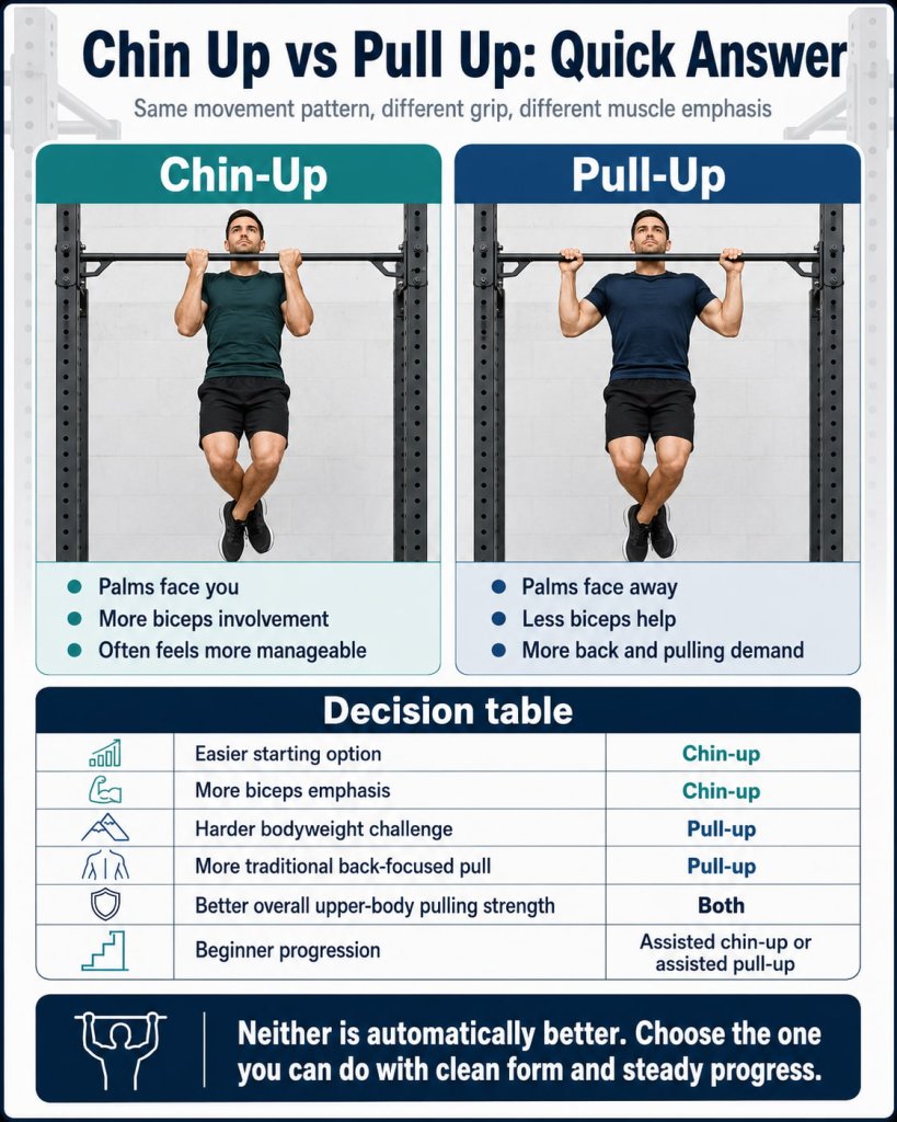 Chin Up vs Pull Up: Quick Answer