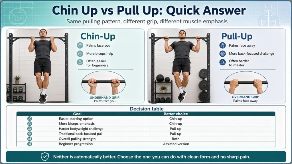 Chin Up vs Pull Up: Quick Answer
