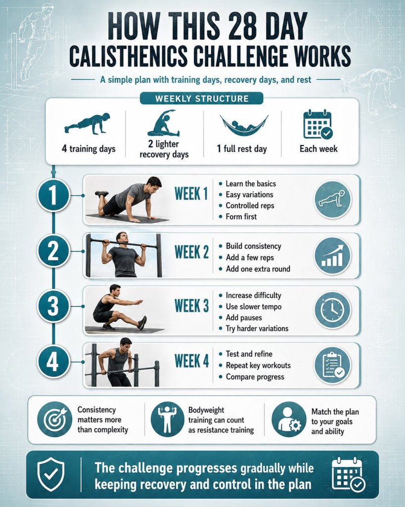 How This 28 Day Calisthenics Challenge Works