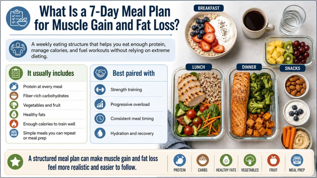 What Is a 7-Day Meal Plan for Muscle Gain and Fat Loss?