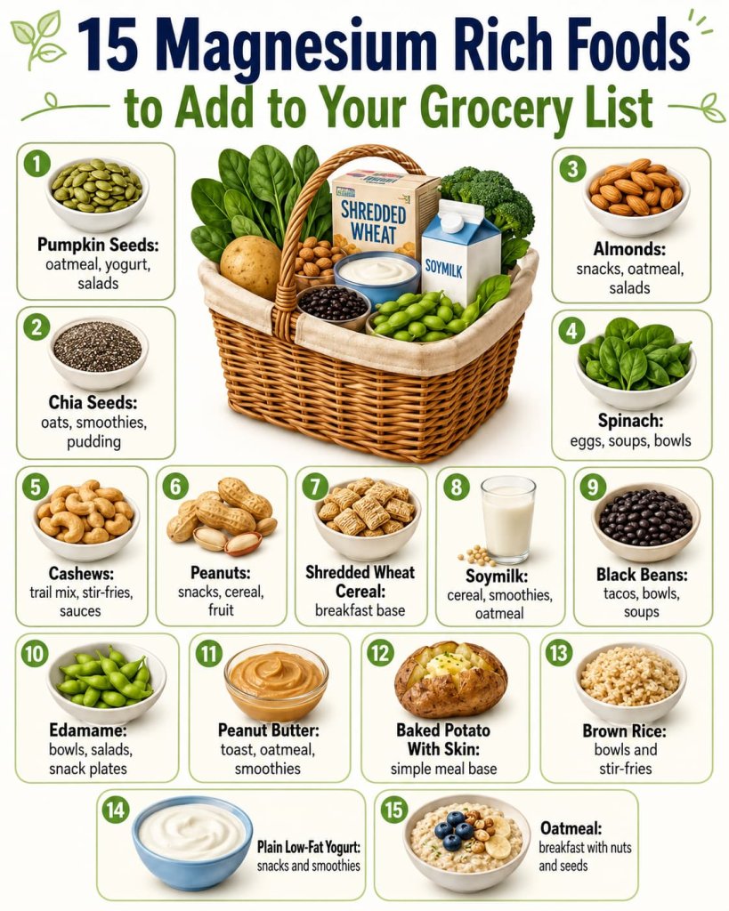 15 Magnesium Rich Foods to Add to Your Grocery List