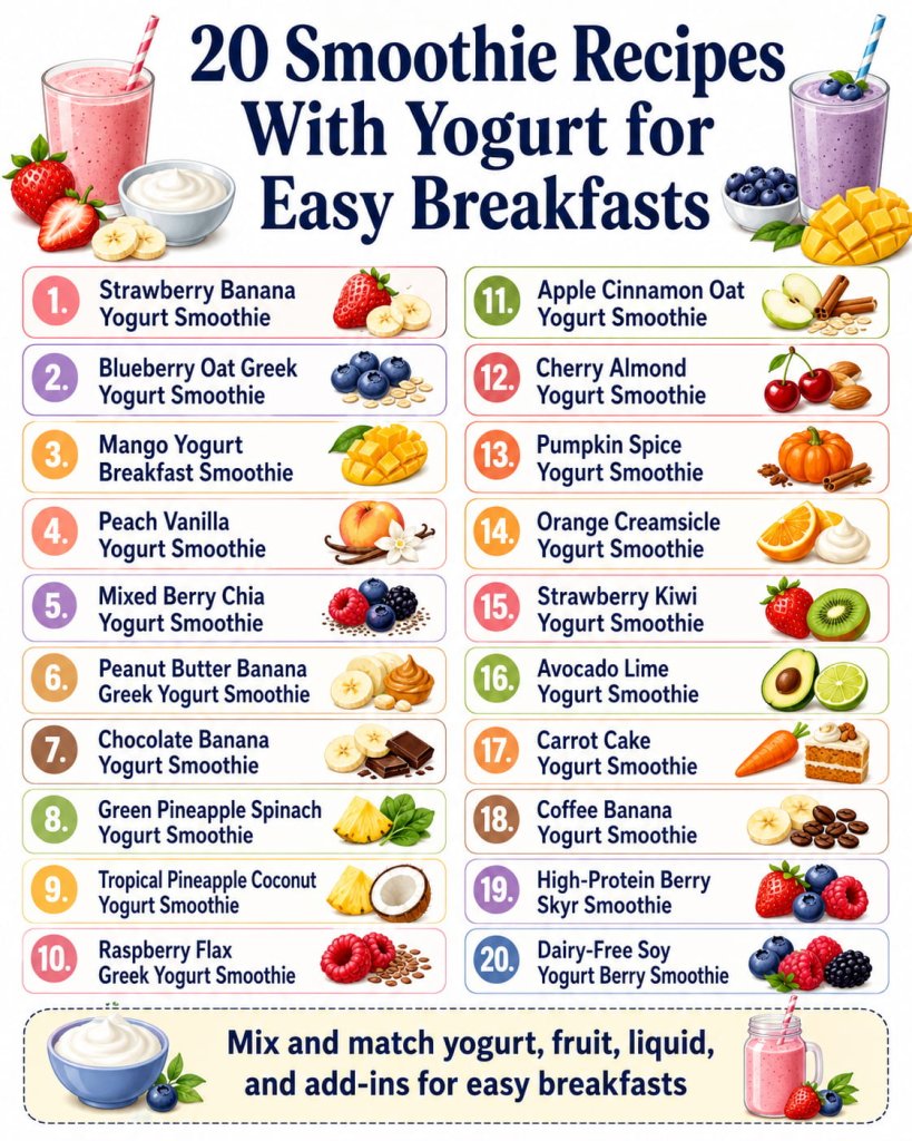20 Smoothie Recipes With Yogurt for Easy Breakfasts