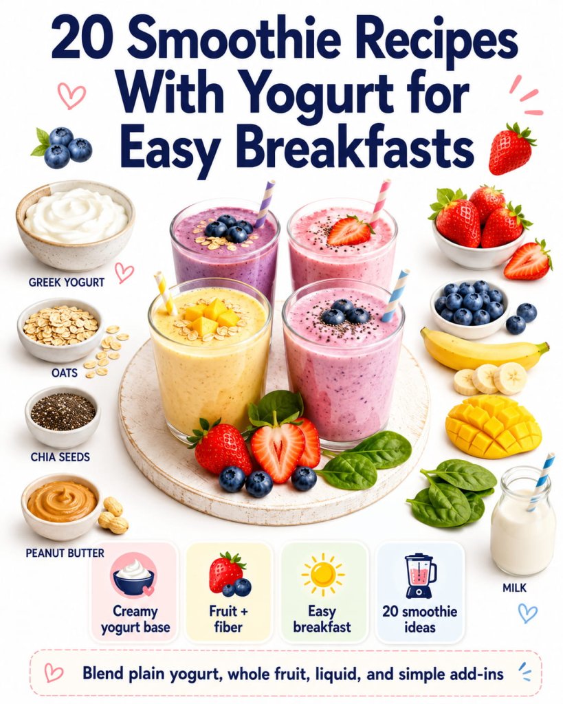 20 Smoothie Recipes With Yogurt for Easy Breakfasts