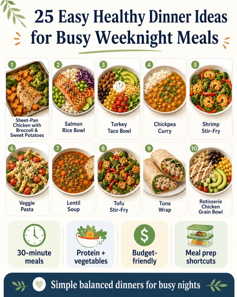 25 Easy Healthy Dinner Ideas for Busy Weeknight Meals