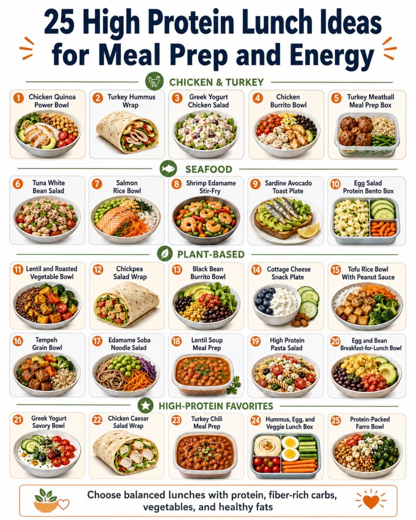 25 High Protein Lunch Ideas for Meal Prep and Energy