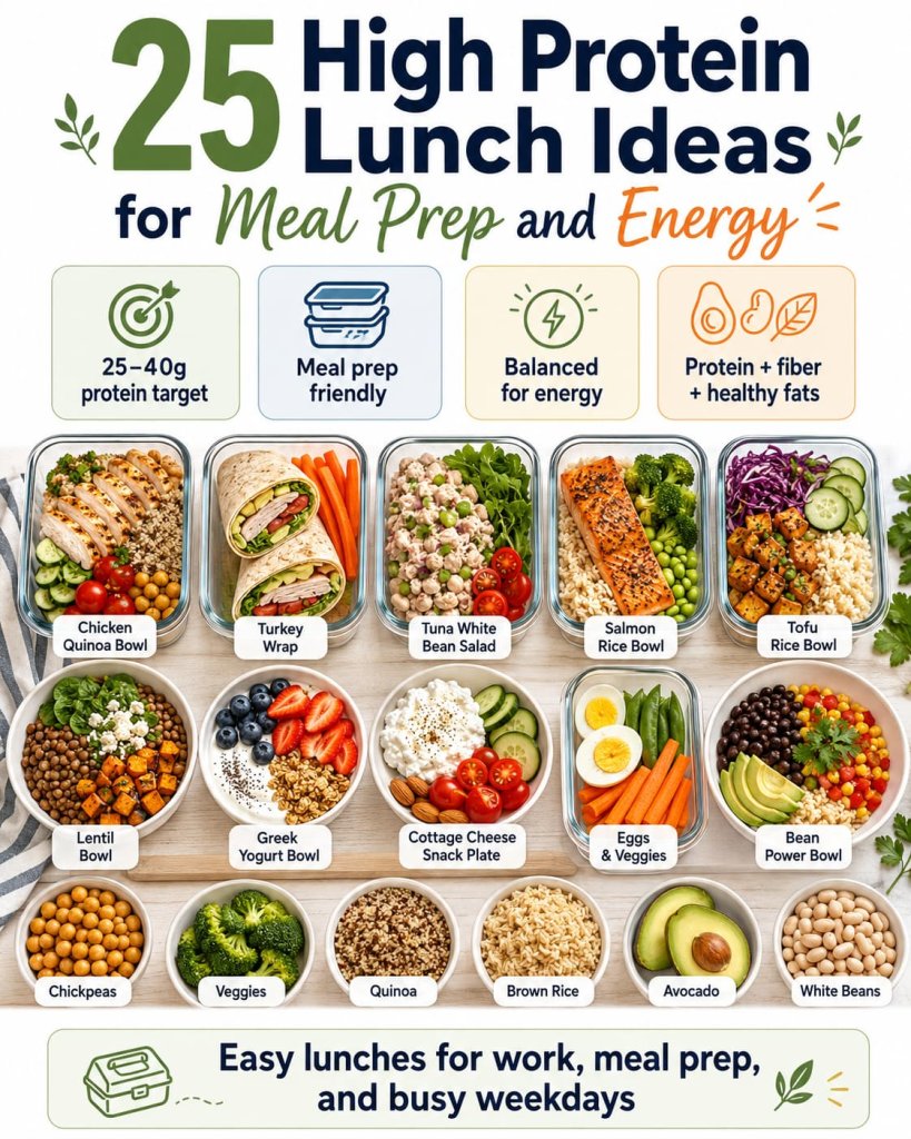 25 High Protein Lunch Ideas for Meal Prep and Energy
