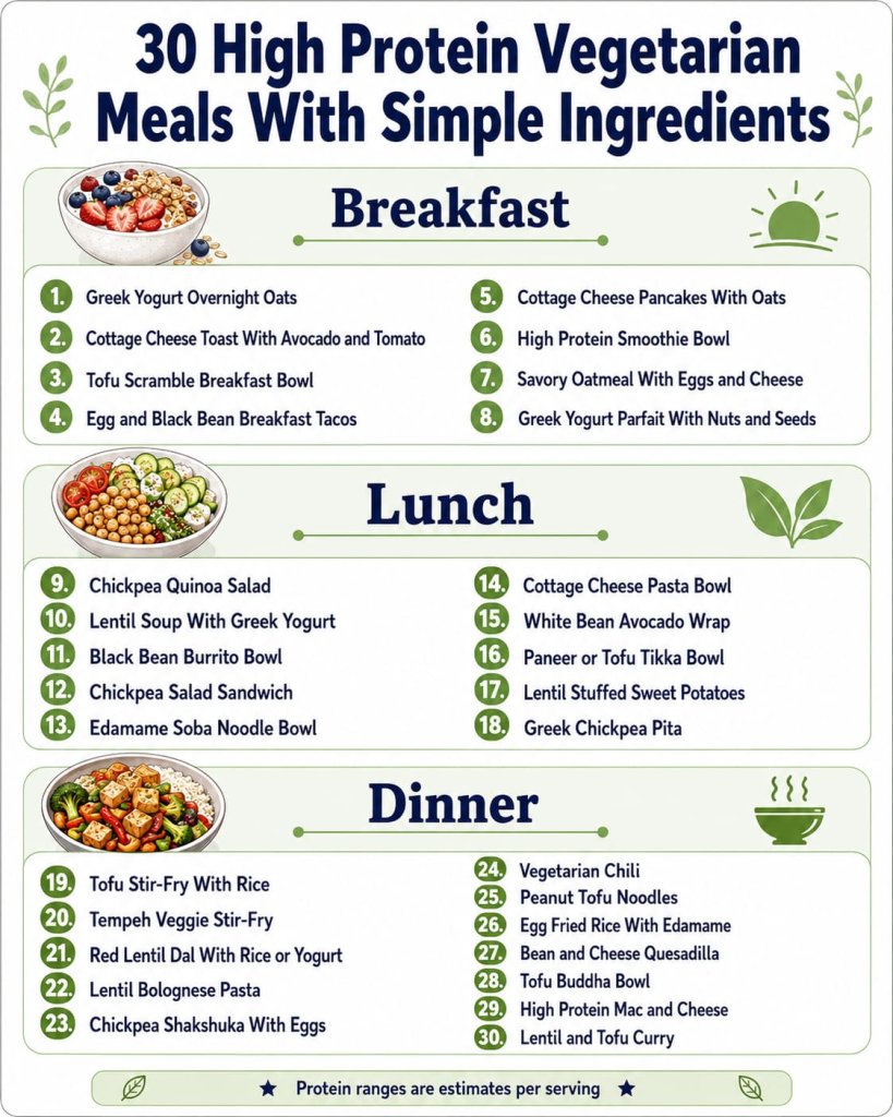 30 High Protein Vegetarian Meals With Simple Ingredients