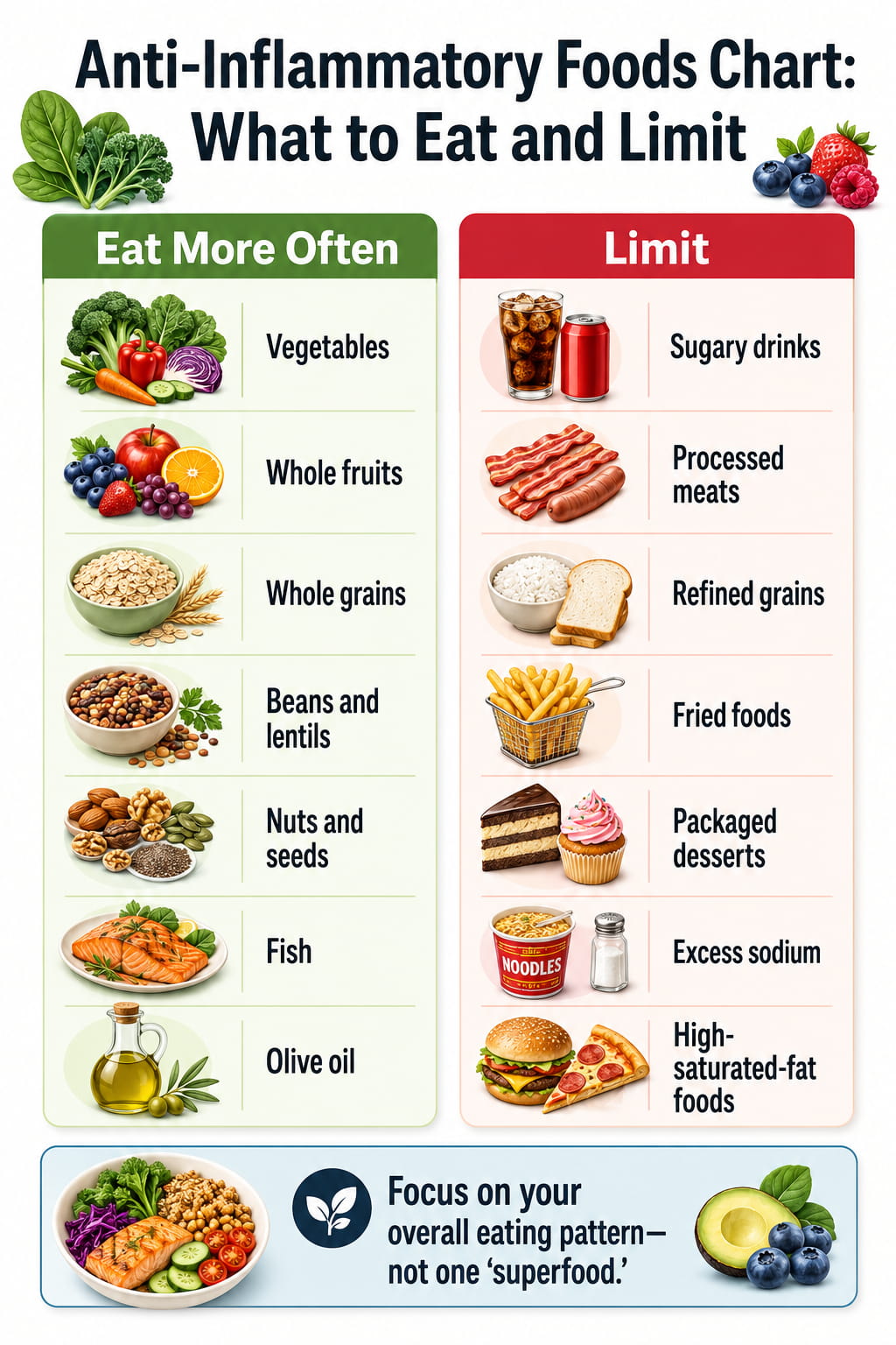 Anti-Inflammatory Foods Chart: What to Eat and Limit