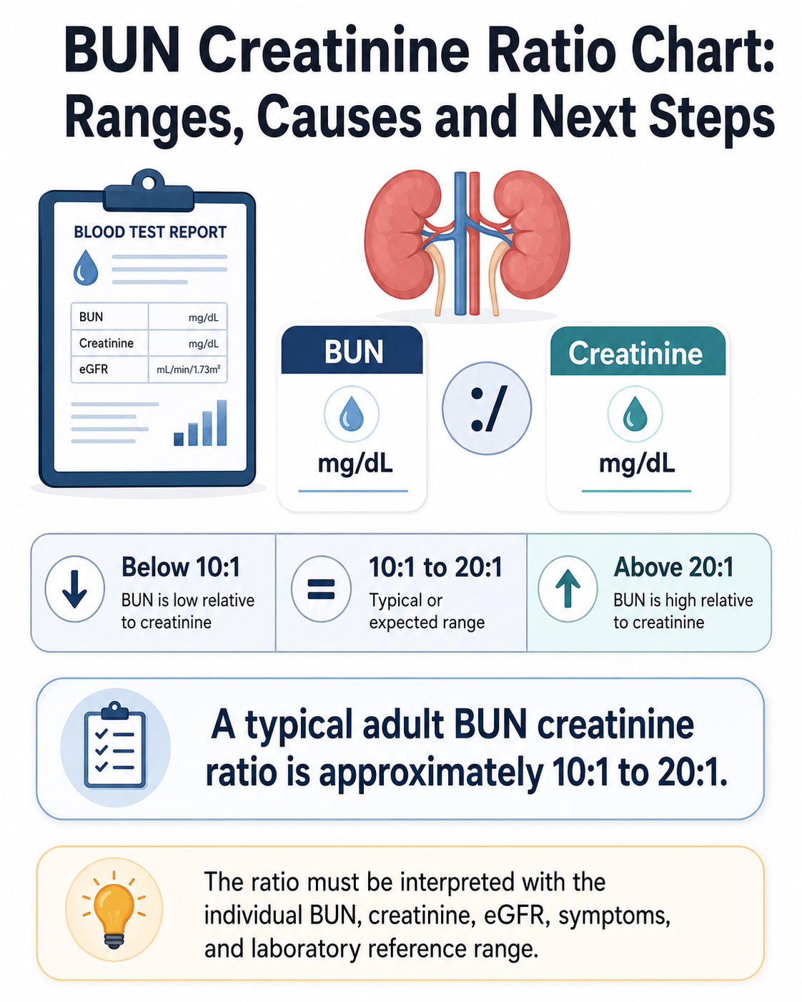 BUN Creatinine Ratio Chart: Ranges, Causes and Next Steps