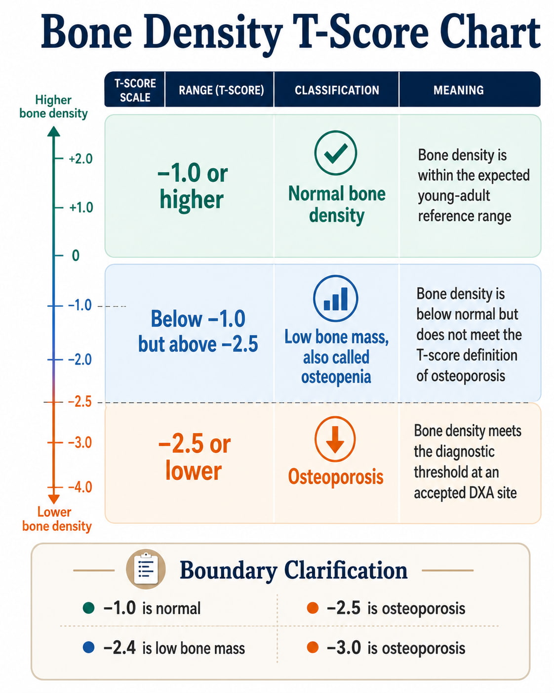 Bone Density T-Score Chart